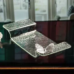 trovea's Butterfly Basket Clear Glass Serving Platter (1 Piece) image 2