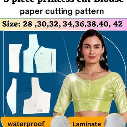 gungun boutique 1 Count 3 Piece Princess Cut Blouse Paper Cutting Pattern | All Size 28 To 42 | farma Cross Stitch Matte Cloth-picture-11