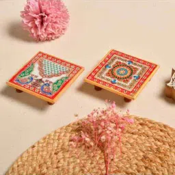 fashion bizz Multicolor Marble Puja Chowki for God Idols (Pack of 2)-picture-10
