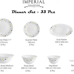 cello Pack of 33 Opalware Blooming Daisy 33 pcs Dinner Set image 3