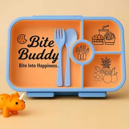 milyyy Premium Bite Buddy Plastic Lunch Box Combo Pack of 2 (Peach & Yellow) 4 Containers Lunch Box image 4