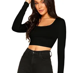 the blazze Party Regular Sleeves Self Design Women Black Top-picture-12