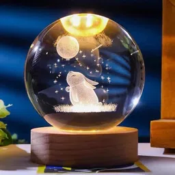 sebon 3D Crystal Ball Lamp -Rabbit and Moon , Aesthetic Bedroom Night Lamp - Shp1 Night Lamp-picture-45