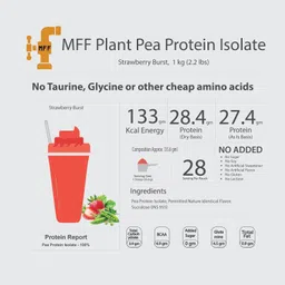 myfitfuel MFF Plant Pea Protein 1 Kg (2.2 lbs) Strawberry Burst Plant-Based Protein image 2