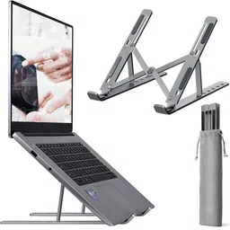 DADNSON laptop stand Aluminum Adjustable Portable Foldable Laptop Stand bol-Laptop Stand 13 Aluminium Floor and Desk Stand Rotatable Laptop Stand with Adjustable Height Compatible with Universal Laptops image 2