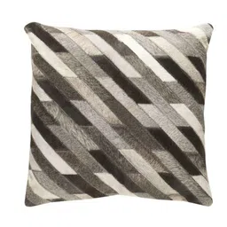 dazzhome Grey Striped Hair On Leather 16 x 16 Inches Cushion Cover image 2