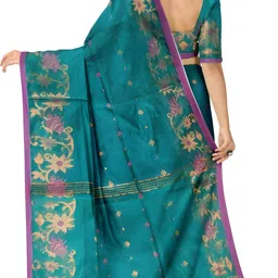 saree star Self Design Handloom Cotton Silk Saree image 2