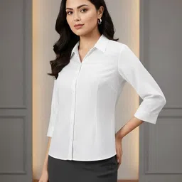 prieto Women Regular Fit Solid Button Down Collar Formal Shirt-picture-16