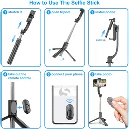 SOFRONICS 3-in-1 Bluetooth Selfie Stick with Wireless Remote and Tripod Stand Extendable for Vlogging Photography Compatible with All Smartphones Bluetooth Selfie Stick image 4