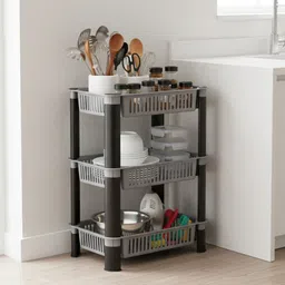 mitoxi Multi-Layer Kitchen Organizer Stand for Vegetables, Fruits & Essentials Plastic Kitchen Trolley image 3