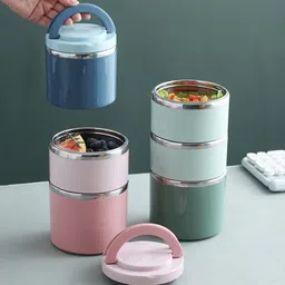 merish Warm and Fresh Insulated Lunch Box/Tiffin Box 3 Containers Lunch Box image 2