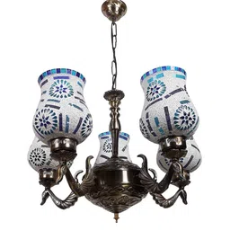 new era Castle Multicolour Iron 5 Lights Chandelier image 4