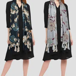 poshampaa Printed Chiffon Women Multicolor Stole, Scarf, Fancy Scarf-picture-22
