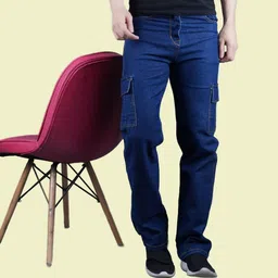 white leapard Men Regular Mid Rise Dark Blue Jeans-picture-27