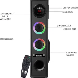 Xhimdun HIPEREXTEN HOME THEATRE TOWER SPEAKER 100 W Bluetooth Tower Speaker image 3