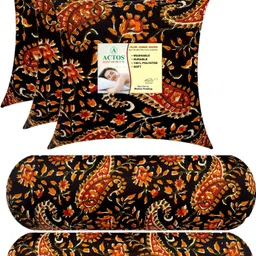 actos Microfibre Bolster Pack of 5 Floral Combo Set Of 3 Cushion And 2-picture-33
