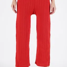 crown king garments Women Relaxed Red Wool Trousers image 1