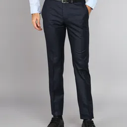 raymond Men Slim Fit Dark Blue Viscose Rayon Trousers-picture-39