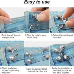 diyal enterprise Waist Buckle For Loose Jeans Pants, Pearl Detachable Instant Jeans Button Pins Metal Buttons image 4