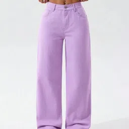 silver threads Women Straight Fit High Rise Purple Jeans image 4