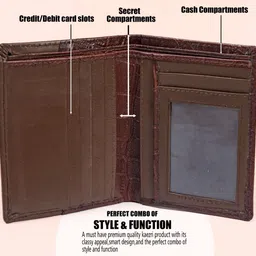 kaezri Men Casual, Ethnic, Evening/Party, Formal Brown Genuine Leather RFID Wallet image 3