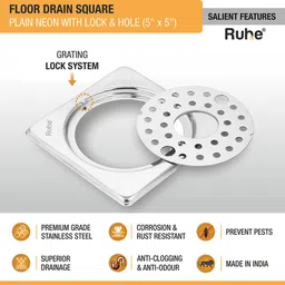 ruhe Floor Stainless Steel Push Down Strainer image 3