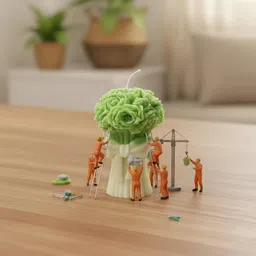 utsav LIGHT Green Flower Bouquet Decorative Candle with Bow – Premium Home Décor Candle image 3