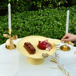 elan Royal Hive Cake Stand with Server Butter Yellow Steel Cake Server-picture-39