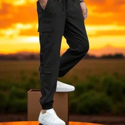 sunbeauty Pack of 2 Men Slim Fit Black Cotton Blend Trousers-picture-33