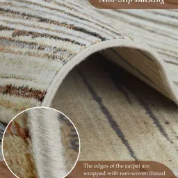 obsessions Brown and Cream Abstract 4x6 Feet Machine Made Carpet image 4