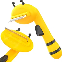flynovate Pet Hair Remover Honey Bee Design with Switch & PAIN - FREE Stainless Steel Shedding Blade for Dog, Cat, Rabbit, Dog & Cat-picture-45