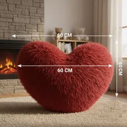 pickkart Microfibre Cushion Pack of 1 Solid Plush Heart Shaped Decorative Pillow, Valentine's Day Gift image 4
