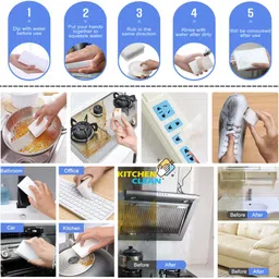 mibi Kitchen Clean Magic Eraser Cuboid Wall Stain Lime Scale Hard Water Stain Remover Scrub Sponge image 5