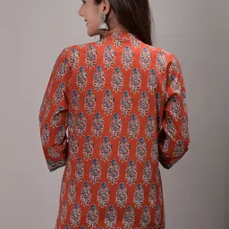cozke enterprise Casual Regular Sleeves Printed Women Orange Top image 2