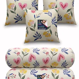 Microfibre Bolster Pack of 5 Floral Cushion and 2 Bolster-image-46