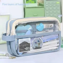 bagin enterprise School Pencil Box Large Capacity Pencil Pouch for Boys Girls College High School Supplies Cute Pen Art Plastic Pencil Boxes-picture-10