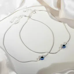 925 siller 925 Pure Silver Evil Eye Anklets ( Pack of 2) Sterling Silver Anklet-picture-17