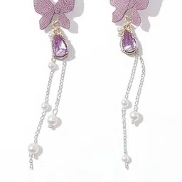 dressberry New Charming Purple Colour Butter fly Design Korean Earring For Women And Girls Cubic Zirconia Alloy Drops & Danglers image 2