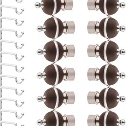 gloxy Silver, Brown Rod Rail Bracket, Curtain Knobs, Curtain Hooks, Curtain Rods Metal-picture-15