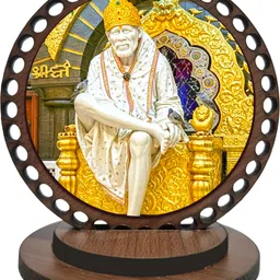 ar creative Om Sai Nath Car Dashboard Idol, God Statue For Car, Home, Office Decorative Showpiece - 7.62 cm image 1