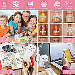 Radhe portable mini pink printer with Bluetooth and thermal charging POCKET PRINTER image 5