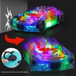 toy arena 3D Super Transparent Car 360 Mechanical Rotation with Sound &Light Toys for Kids image 3