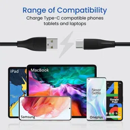 Portronics Type C 3 A 1 m Silklink 3A USB to Type C Fast charging Cable for Lightning Devices, Premium Silicon Cable image 5