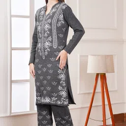 glaucus Women Acrylic Blend Kurta Palazzo Set image 4