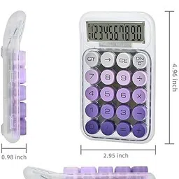 qpbm Transparent Desk Calculator With Mechanical Buttons And 10 Digit Display Basic Small Calculator for Home, School, Office Basic Calculator image 2