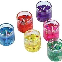 mestie Small Multicolor Glass Gel Candles for Home Decor Diwali Pack of 6 Candles Candle-picture-21