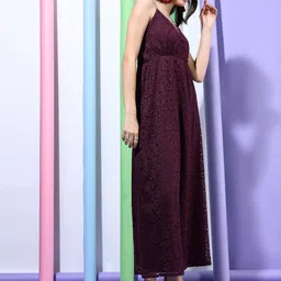 tokyo talkies Women Maxi Maroon Full Length Dress image 5