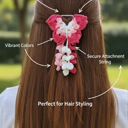 sparkling dazzle 1Pcs 10cm Large Tassel Butterfly Handmade Crochet Alligator Hair Pin for Girls Hair Clip image 3