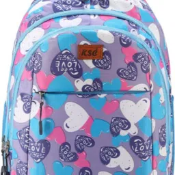 khatu sales collection Large 35 L Laptop Backpack Multicolor Heart Print School Bag for Kids | Lightweight Spacious Backpack image 1