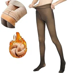 wklouyhe Womens Ladies Winter Warm Tights Fleece Lined Legging Extra Thick Furry Thermal Leggings Elastic High Waisted Tight_Pack Of 1(Black) image 1